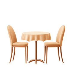 Chic dining table with two elegant chairs, white isolate background transparent background