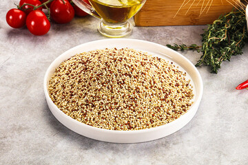 Raw dry quinoa seeds cereal