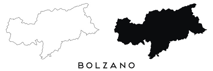 Bolzano map outline and black silhouette vector