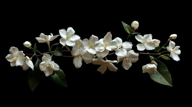 Jasmine flowers on black
