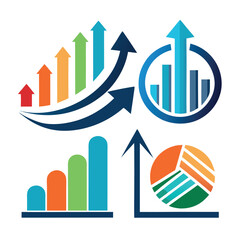 set of business graph icons