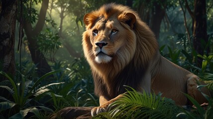 Obraz premium a realistic illustration of a lion sitting