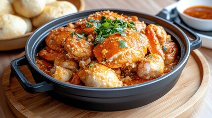 Spicy Crab Dish with Sauce and Herbs