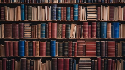 Many hardbound books background, selective focus