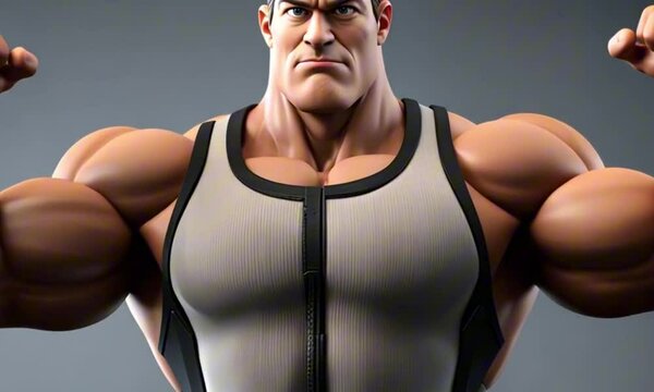 3d bodybuilder cartoon character mascot digital art