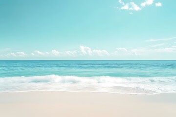 Obraz premium Fresh Pastel Cyan Ocean View with Clear Sky