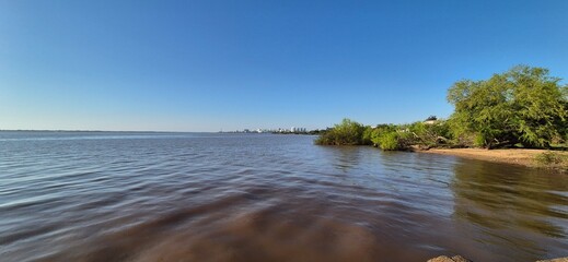 Região central de Porto Alegre, Brasil, vista do Parque do Pontal.