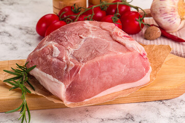 Raw pork meat piece for cooking