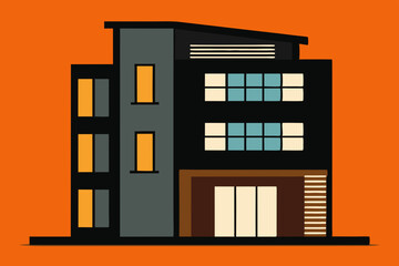 Architecture building single apartment silhouette black Vector art illustration
