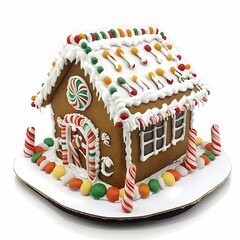 Colorful Gingerbread House Decorated with Candy and Icing