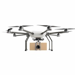 Drone with Camera Delivering Packages in Flight