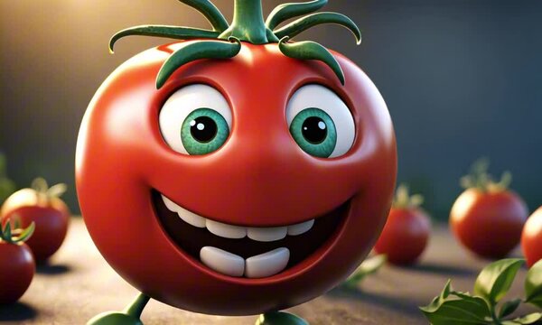 3d tomato cartoon character mascot digital art