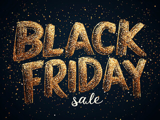 Black Friday Sale background with Gold sparkle glittering effect. Advertising Poster design. Sale Discount banners, labels, prints posters, website