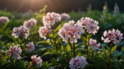 realistic illustration of a higanbana flower in morning view