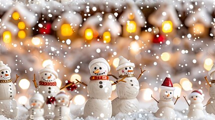 Obraz premium A beautiful snowman wallpaper with night lights
