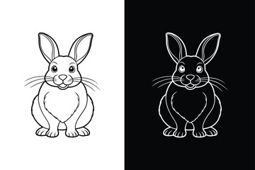 Black side lineout of a rabbit isolated on white background.