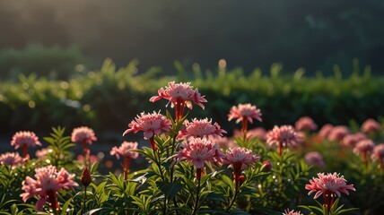 Obraz premium realistic illustration of a higanbana flower in morning view