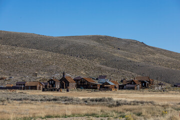 Bodie Ghost Town in California's high desert, a well-preserved relic of the American Wild West. This abandoned gold mining town offers a glimpse into 19th-century life amidst a stark landscape.