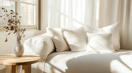 Cozy Living Room with White Sofa and Natural Light