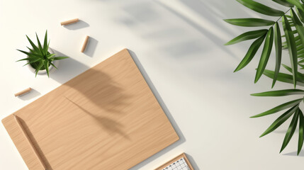World Braille Day Clean Desk with Greenery and Writing Tools