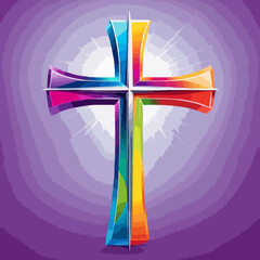 Colorful christian cross. Illustration vector