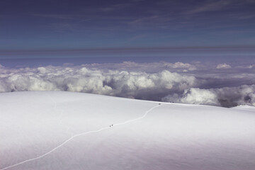 Obraz premium Panorama of alps. Extreme sports in mountains. High resolution photo. Ski, parasailing, paraglide, climbing, alpinism, snowboard in Chamonix Mont Blanc.