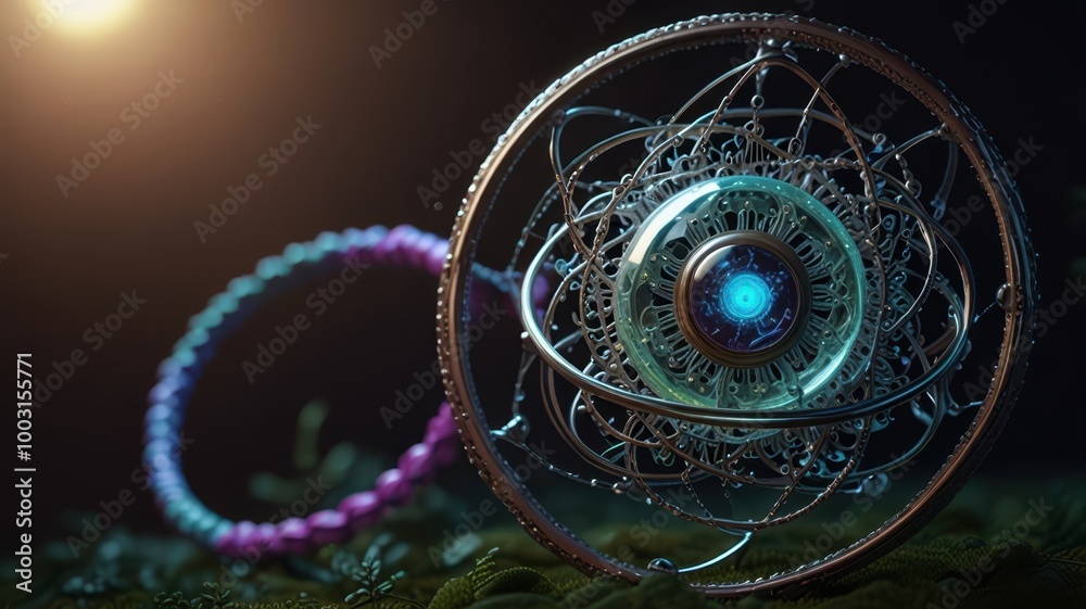 Aufkleber Exploring Quantum Entanglement Through Intricate Atomic Models and Visual Representations