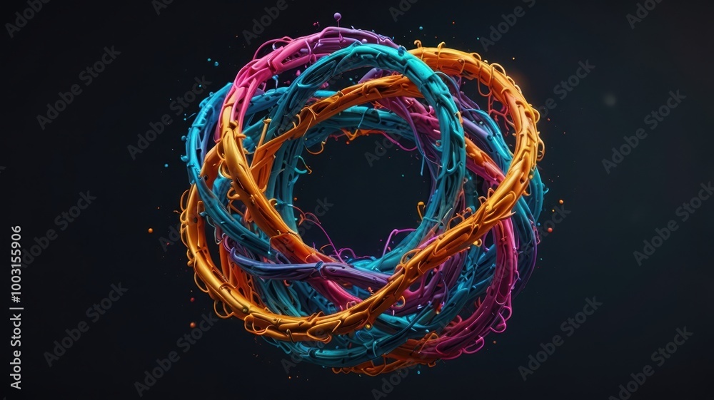 Fototapete Explaining Quantum Entanglement With Colorful Abstract Representation and Swirling Patterns