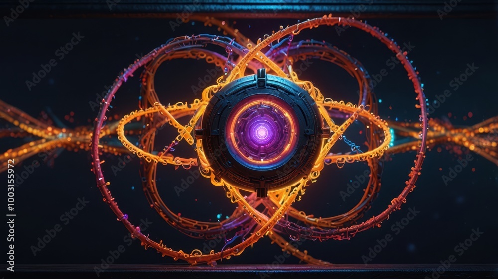 Aufkleber understanding quantum entanglement with vibrant energy patterns and a central orb design