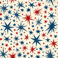 Americana Stars Seamless Tile Folk Art