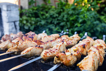 Delicious, juicy meat kebabs grilled to perfection.