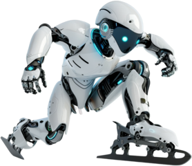 Futuristic AI Robot Ice Skating in Dynamic Pose - Sci-Fi Concept Art