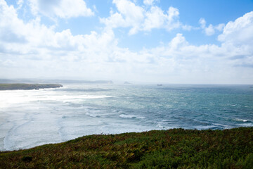 Xago beach view. Asturias coastline panorama, Spain