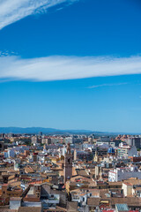 The skyline of Valencia from the cathedral tower, with the Santa Catalina Church Bell Tower