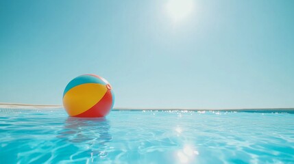 colorful beach ball floating in a pool