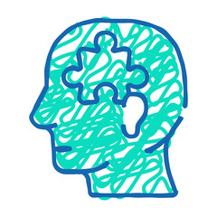 puzzle employee problem and task doodle icon sketch vector. puzzle employee problem and task sign. isolated symbol illustration