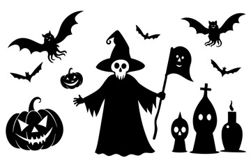 Set of Halloween simple icons