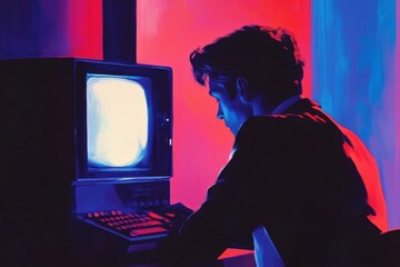 National Computer Security Day. A man at a computer is a hacker. Protecting computers and all information stored on them.
