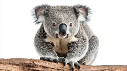 Naklejka premium Koala resting on its hind legs, showcasing unique features in a peaceful setting