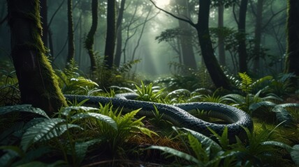 illustration of a snake in the forest