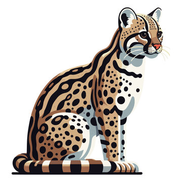 Ilustra&ccedil;&atilde;o vetorial de Jaguatirica (Leopardus pardalis)