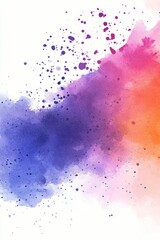 Obraz premium Vibrant watercolor splash blending orange, pink, purple, and blue hues on a white background