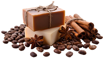  set of eco craft soap with coffee, beans and cinnamon cut out 