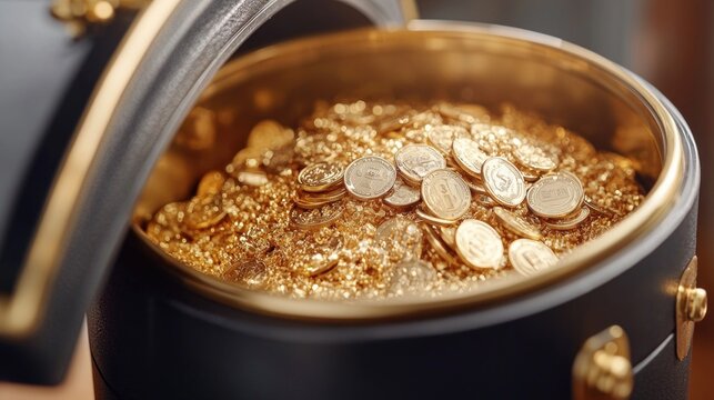 Treasure chest overflowing with gold coins and jewels