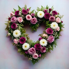Corona funeraria corazón flores.