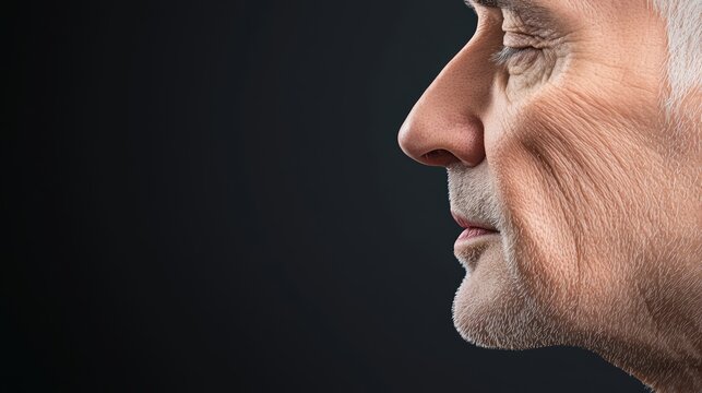 A time-lapse animation of facial aging, showing how symmetry fades as the skin loses elasticity, wrinkles form, and features shift out of alignment.