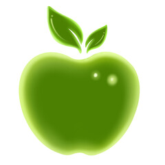 green apple isolated on transparent background 