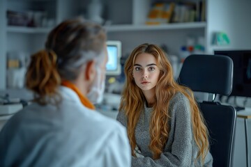 Obraz premium Demonstrating contact lens insertion to a young woman during a consultation in an optometry clinic