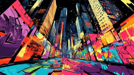 Fototapeta premium Vibrant hip-hop album cover