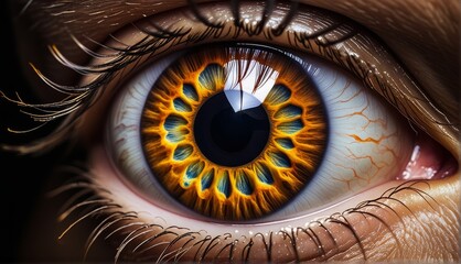 Macro Eye Iris on Black Background Showing Detailed Brown Cornea
